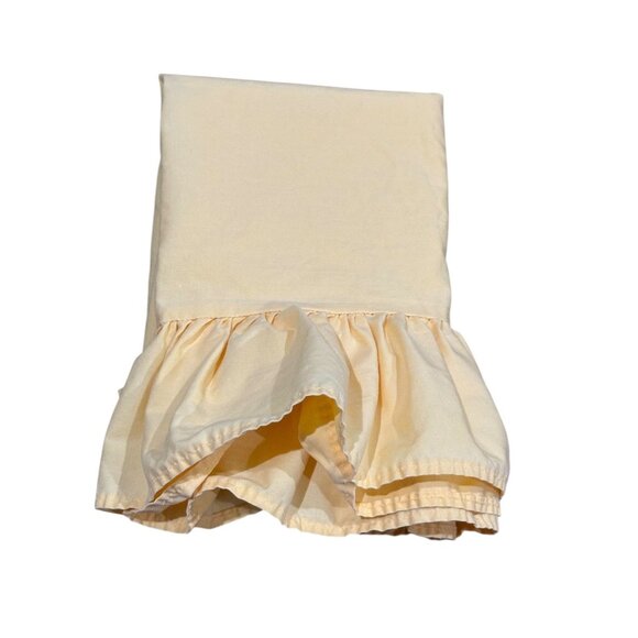 Vintage Ralph Lauren Home Yellow Cotton Ruffle 3 Piece Sheet Set Full Fitted Pil - Picture 11 of 15